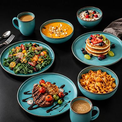 10 Inch Fluted Ceramic Dinner Plates Set Of 4 Scratch Resistant Dishwasher Safe
