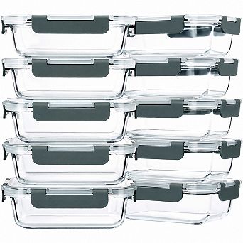 10 Pack 22 Oz Glass Meal Prep Containers With Airtight Lids Microwave Safe