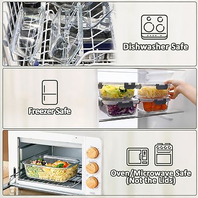 10 Pack 22 Oz Glass Meal Prep Containers With Airtight Lids Microwave Safe