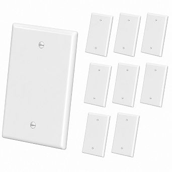 10 Pack 1 Gang Blank Wall Plate UL Listed Unbreakable Polycarbonate White