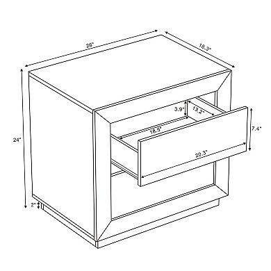MANHATTAN COMFORT Soren 26-inch Contemporary 2-Drawer Nightstand