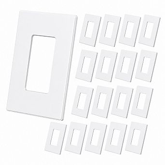 1 Gang Screwless Wall Plates Mid Size Unbreakable Thermoplastic Matte Finish UL Listed 20 Pack