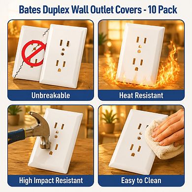 10 Pack Duplex Wall Outlet Covers Durable Plastic Easy Installation