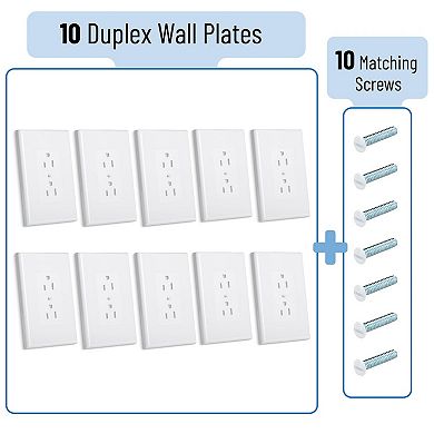 10 Pack Duplex Wall Outlet Covers Durable Plastic Easy Installation