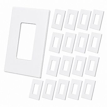 1 Gang Screwless Wall Plates Mid Size Unbreakable Thermoplastic Matte Finish UL Listed 20 Pack