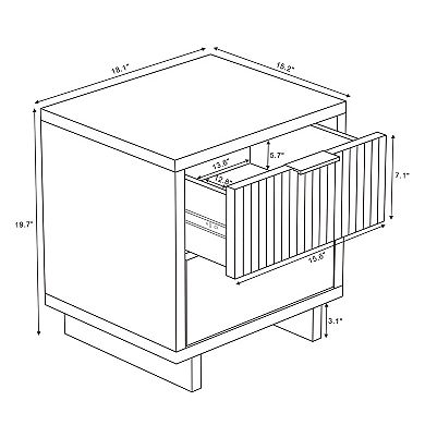 MANHATTAN COMFORT Elara 18-inch Contemporary 2-Drawer Nightstand