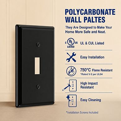 1 Gang Standard Toggle Light Wall Plates Unbreakable Polycarbonate UL Listed