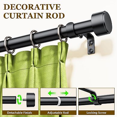 1 Inch Adjustable Curtain Rod Set 32 to 96 Inch Sturdy Easy Install