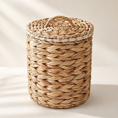1.3 Gallon Wicker Trash Can With Lid Handle 100 Garbage Bags For Bedroom Office