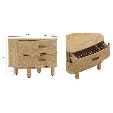 MANHATTAN COMFORT Solara 30-inch Contemporary 2-Drawer Nightstand