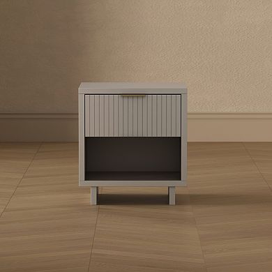 MANHATTAN COMFORT Elara 18-inch Contemporary 1-Drawer Solid Wood Nightstand