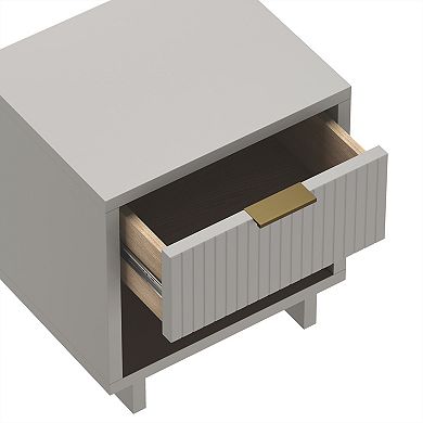 MANHATTAN COMFORT Elara 18-inch Contemporary 1-Drawer Solid Wood Nightstand