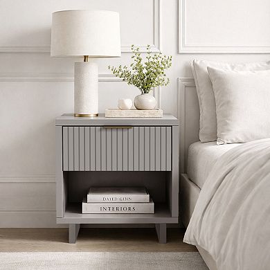 MANHATTAN COMFORT Elara 18-inch Contemporary 1-Drawer Solid Wood Nightstand