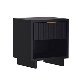 MANHATTAN COMFORT Elara 18-inch Contemporary 1-Drawer Solid Wood Nightstand
