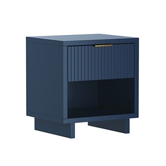 MANHATTAN COMFORT Elara 18-inch Contemporary 1-Drawer Solid Wood Nightstand