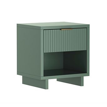 MANHATTAN COMFORT Elara 18-inch Contemporary 1-Drawer Solid Wood Nightstand