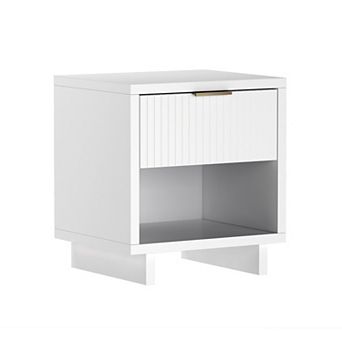 MANHATTAN COMFORT Elara 18-inch Contemporary 1-Drawer Solid Wood Nightstand