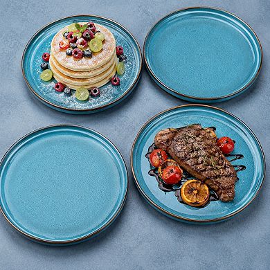 10 Inch Fluted Ceramic Dinner Plates Set Of 4 Scratch Resistant Dishwasher Safe