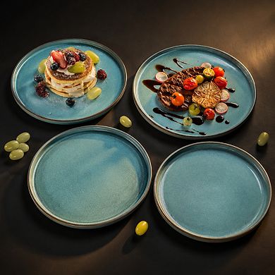 10 Inch Fluted Ceramic Dinner Plates Set Of 4 Scratch Resistant Dishwasher Safe