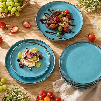 10 Inch Fluted Ceramic Dinner Plates Set Of 4 Scratch Resistant Dishwasher Safe