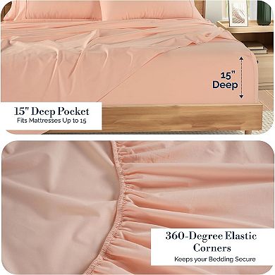 Cotton Twin Size Sheets Set 4 Piece Crisp Percale Twin Size Cooling Sheets, Lightweight for Summer