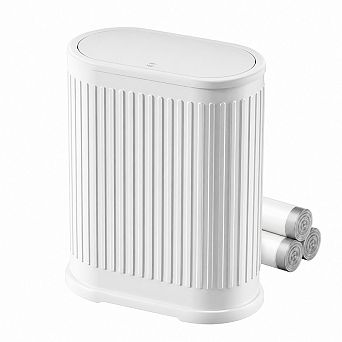 1.8 Gallon Stainless Steel Bathroom Trash Can Press Lid with Inner Bucket + 60 Garbage Bags