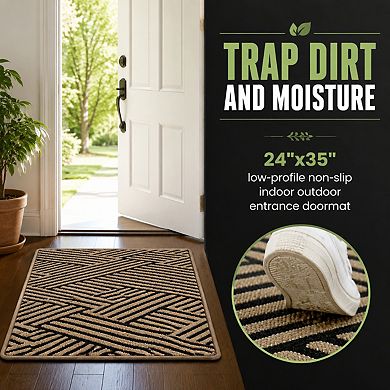 Indoor Outdoor Entry Doormat Non Slip Dirt Resistant Absorbent Washable Low Profile