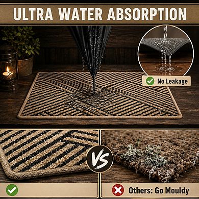 Indoor Outdoor Entry Doormat Non Slip Dirt Resistant Absorbent Washable Low Profile