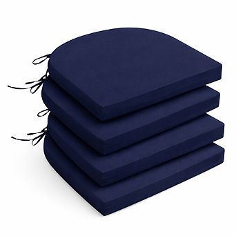 Outdoor Chair Cushions Set Of 4 Water Resistant High Density Foam With Ties Easy Clean