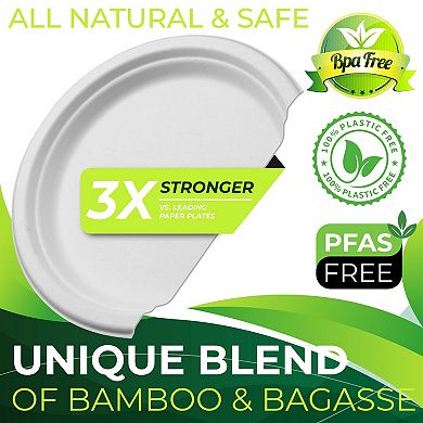 10 Inch Heavy Duty Compostable Paper Plates Sugarcane Fiber Microwave Safe