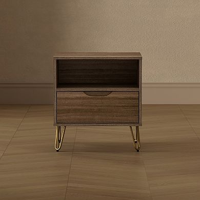 MANHATTAN COMFORT Avira 20-inch Mid-Century Modern 1-Drawer Nightstand