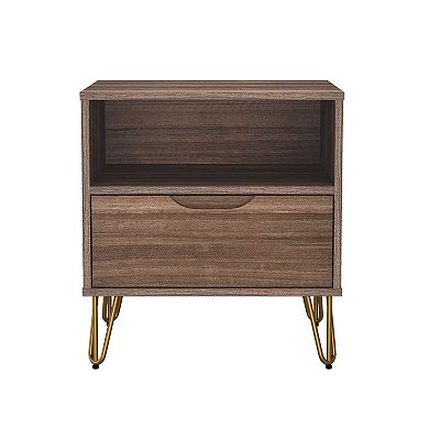 MANHATTAN COMFORT Avira 20-inch Mid-Century Modern 1-Drawer Nightstand