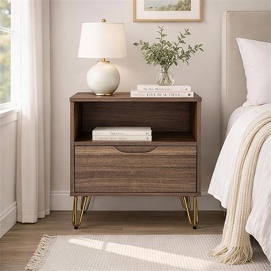 MANHATTAN COMFORT Avira 20-inch Mid-Century Modern 1-Drawer Nightstand