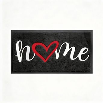 Black Welcome Door Mat Low Profile Non Slip Indoor Outdoor
