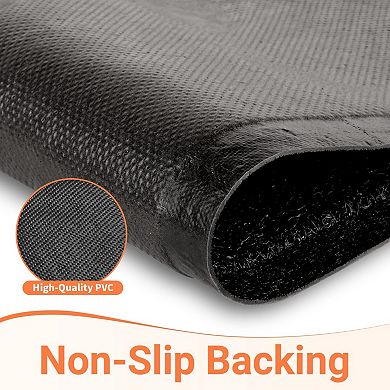 Black Welcome Door Mat Low Profile Non Slip Indoor Outdoor