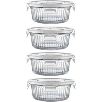 1.5 cup Round Glass Food Storage Containers with Lids, 12oz Small Glass Meal Prep Containers set