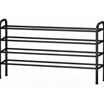 Long Expandable Shoe Rack 4 tier Adjustable Length 33.7”47.5” Shoe Organizer, Metal Shoes Storage