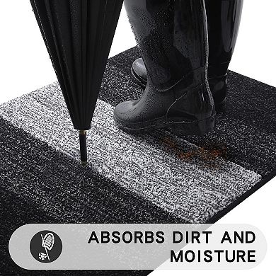 Black Door Mat Non Slip Dust Absorbent Washable Indoor Outdoor