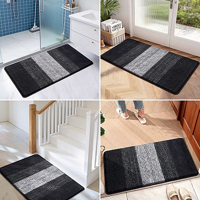 Black Door Mat Non Slip Dust Absorbent Washable Indoor Outdoor