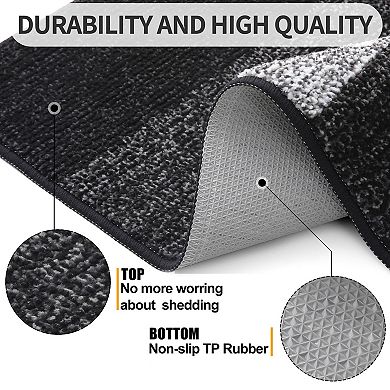 Black Door Mat Non Slip Dust Absorbent Washable Indoor Outdoor