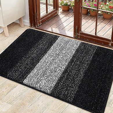 Black Door Mat Non Slip Dust Absorbent Washable Indoor Outdoor