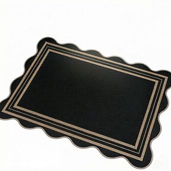 Kitchen Rug, Front Door Mat Washable Non Slip Small Entryway Rug, Indoor Outdoor Farmhouse Scalloped