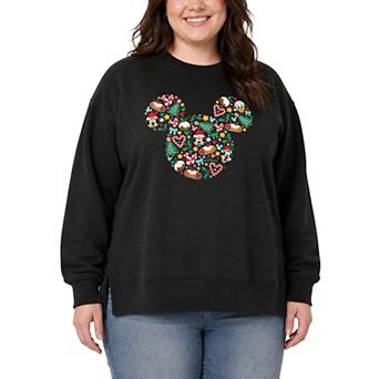 Plus Size Disney's Mickey Mouse Christmas Oversized Fleece Crew Sweatshirt