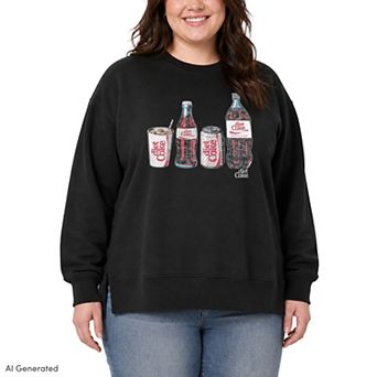 Plus Size Diet Coke Lineup Vintage Oversized Fleece Crew Sweatshirt