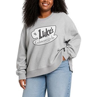 Plus Size Gilmore Girls Luke's Coffee Logo Oversized Fleece Crew Sweatshirt