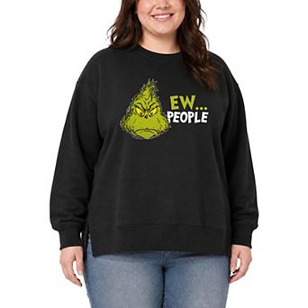 Plus Size Dr. Seuss Grinch Oversized Fleece Crew Sweatshirt