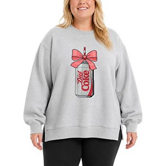 Plus Size Diet Coke Can Bow Oversized Fleece Crew Sweatshirt