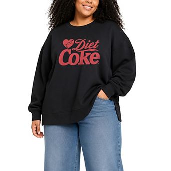 Plus Size Diet Coke Heart Oversized Fleece Crew Sweatshirt