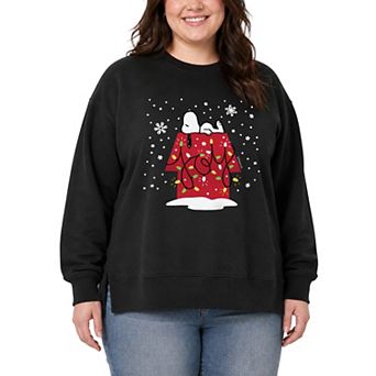 Plus Size Peanuts Snoopy Joy Oversized Fleece Crew Sweatshirt