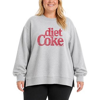 Plus Size Diet Coke Logo Distressed Oversized Fleece Crew Sweatshirt